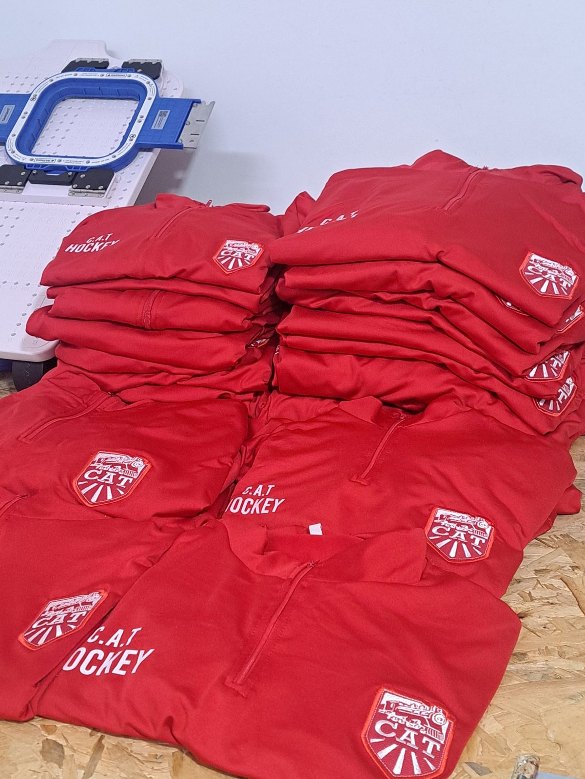 Buzo bordado con logo de empresa o escuela